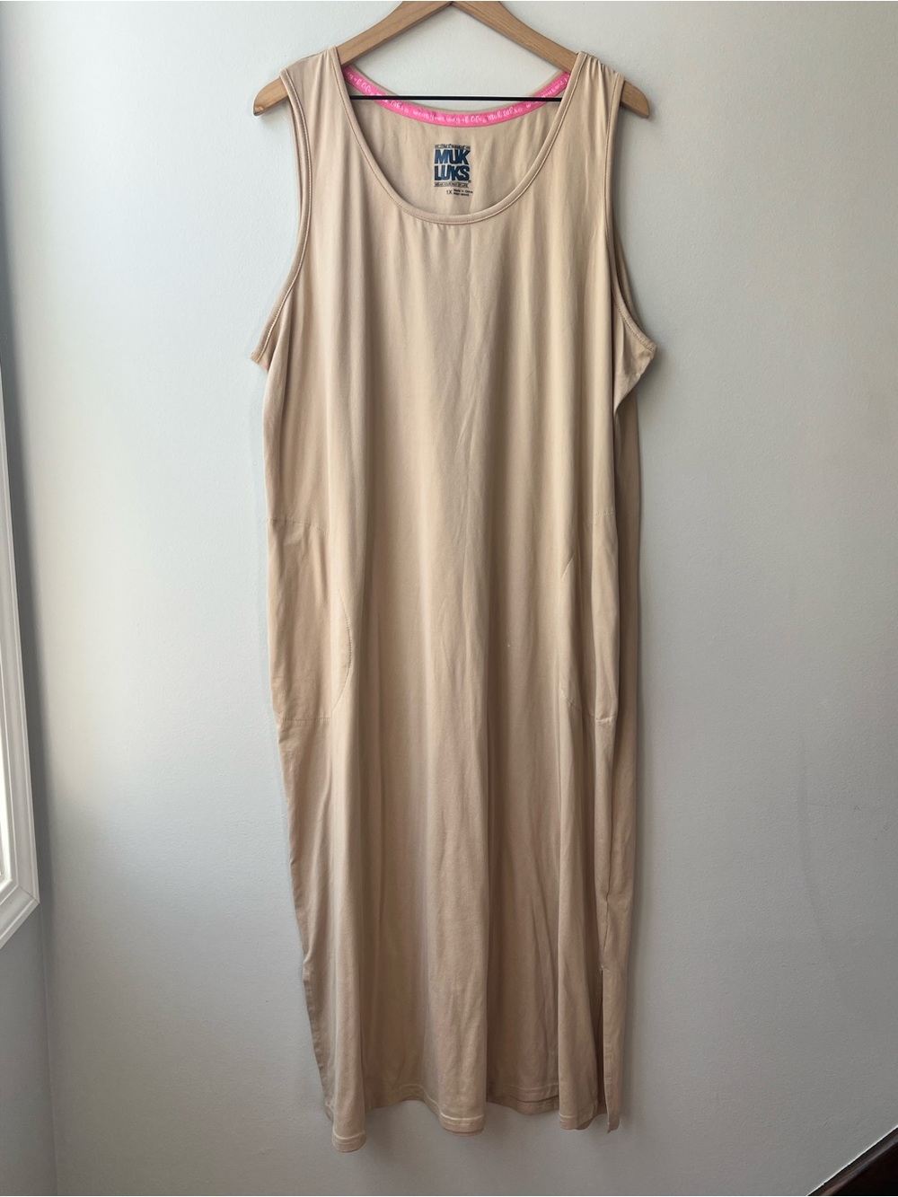 MUK LUKS Beige Sleeveless Lounge Maxi Dress 1X